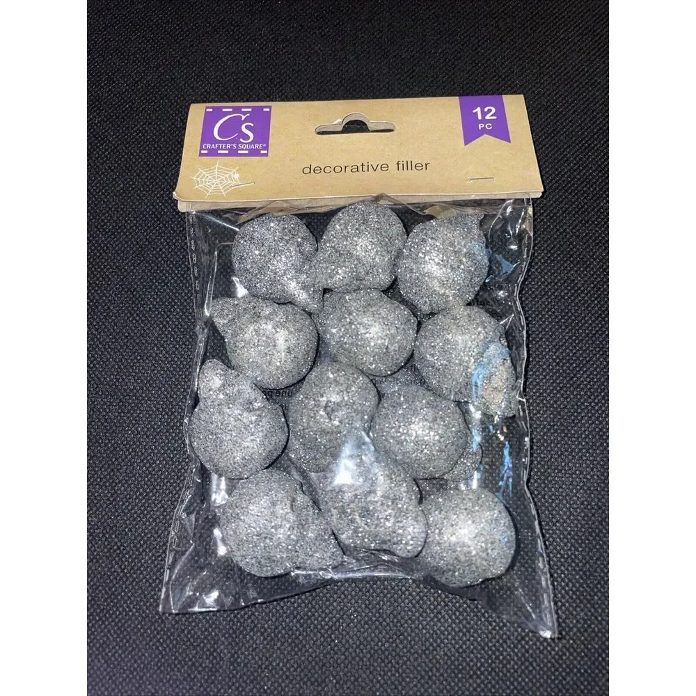 3 Silver Glitter Skull‎ Bags ✨Crafters Square Decorative Filler Decor Halloween